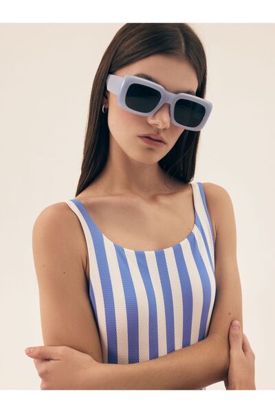 Bloovii Women's Swimsuit Classic with Open Back Textured Striped Retro Style | Mallorca