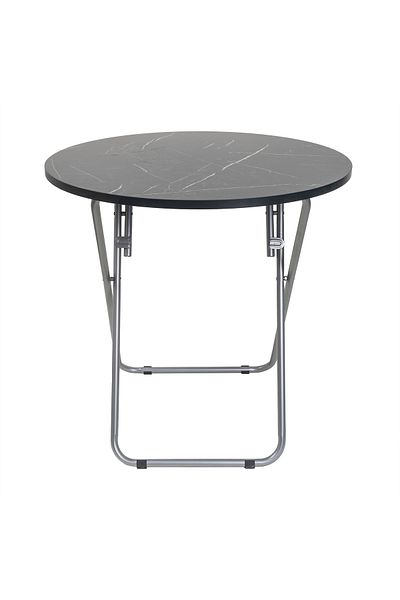Z-Tools Round folding table with mdf top, dimensions 70x70, black plus 4 x folding kitchen chairs ZLN6937_4S