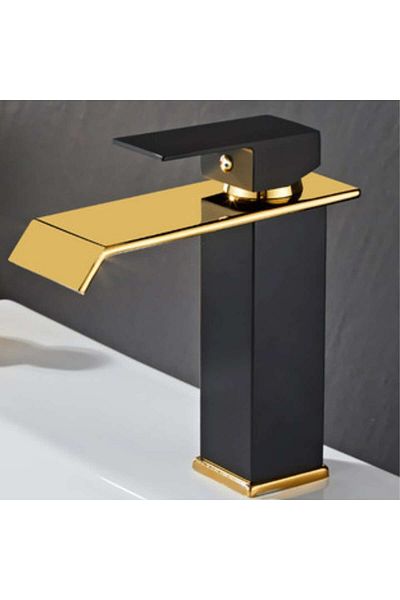 SMART GADGETS C&A Baterie lavoar baie, tip cascadă, monocomandă, design minimalist, rezistentă la rugină și durabilă, neagră