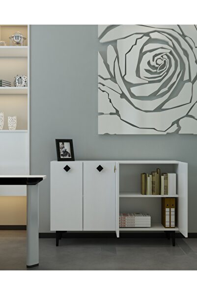 DEMONTE DECOR MOREDD OFİS EVRAK DOLABI BEYAZ-BEYAZ-SİYAH