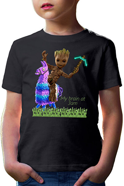 OEM Tricou copii Baby Groot Riding Fortnite Lama Minecraft Pickaxe