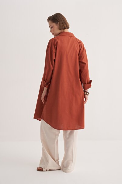 EBU Prive Women's Organic Cotton Long Basic Shirt Tile