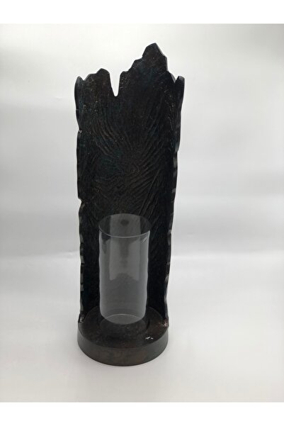 Yasmina Home YEŞİL METAL CAM MUMLUK H:35,5cm