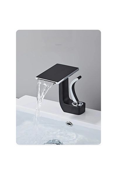 SMART GADGETS C&A Baterie lavoar baie, Cascade Premium Class, Monocomandă, Design minimalist, Oțel inoxidabil, Negru