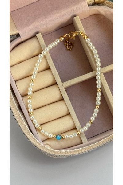 MUTENA Bijouterie Colored Pearl Anklet - Pearl Stone Anklet