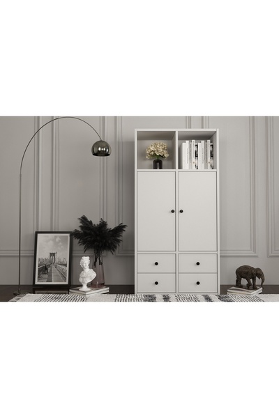 Nettrends Kapaklı Çekmeceli Çok Amaçlı Dolap Beyaz 65 cm ÇA-D 1026-Ç