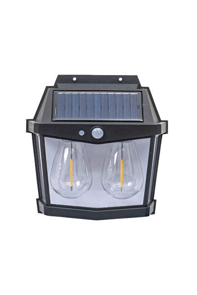 Z-Tools Lampă de perete solară, cu 2 becuri LED, senzor de mișcare, 3 moduri ...