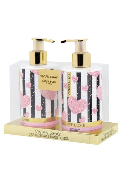 Vivian Gray Set Love Bomb, curățare, săpun lichid, 250 ml + loțiune de mâini, 250 ml