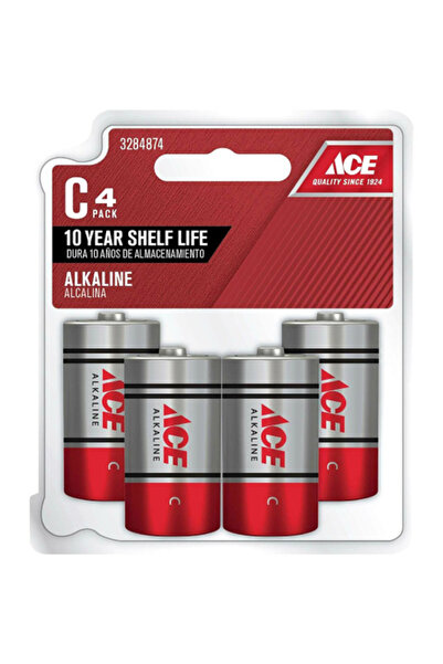 ACE بطاريات C فائقة القلوية متعددة الأغراض ومتينة مكونة من 4 قطع