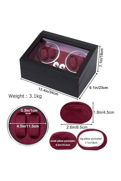 Cgenion Cutie automată de lux pentru ceasuri 4+6 cu interior din catifea roșie, LED, neagră