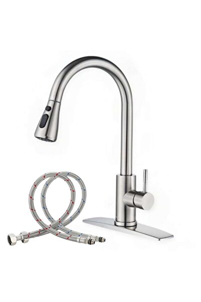 SMART GADGETS C&A Baterie chiuvetă bucătărie, clasă premium, extractibilă, cioc înalt, cartuș ceramic, buton ON/OFF.