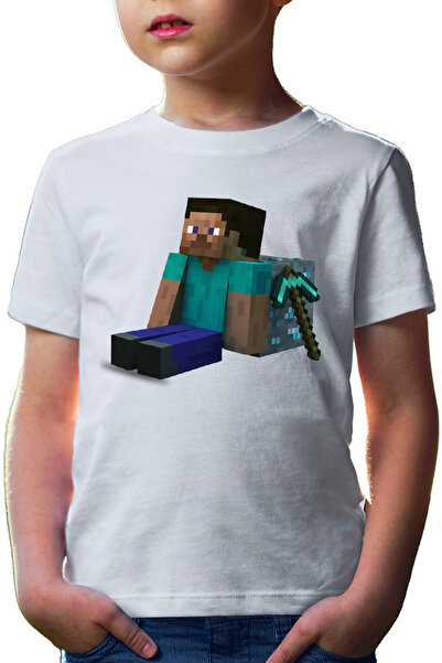 OEM Tricou copii Minecraft Diamond Cube Pickaxe Mining Sit Steve