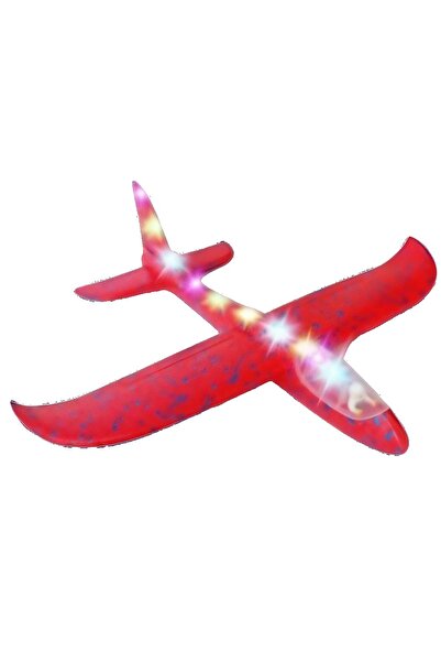 Flippy Planor cu pilot, rabatabil, polistiren, cu lumini pe toată lungimea, 47 cm, roșu