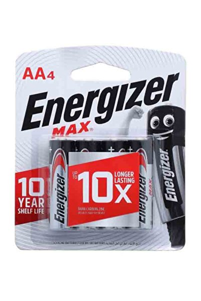 Energizer 4 قطع من بطاريات AA القلوية طويلة الأمد بقوة 1.5 فولت كحد أقصى