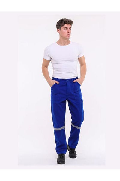 Çamdalı İş Elbiseleri 16/12 Gabardine Saks Blue Summer Work Pants with Reflectors 5 Pockets 3XL