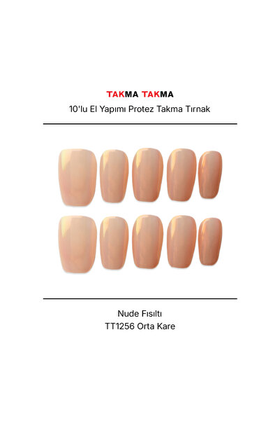 Takma Takma Tekrar Kullanılabilir El Yapımı Protez Takma Tırnak TT1256 Nude F...