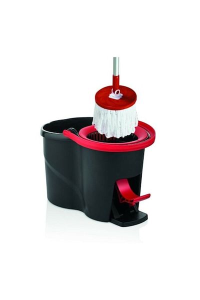 Dafin Promotional set: Rotating mop with pedal bucket, black + 4 absorbent mop refills, white