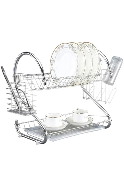 Aptel Scurgator vase, 2 nivele, otel inoxidabil, tava plastic, 37x38x25 cm
