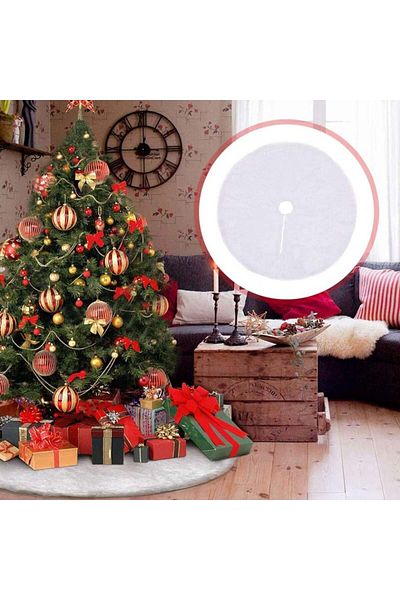 BESTZY Christmas tree mat, white, faux fur, 78 cm