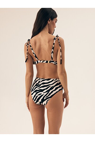 ESOTIQ High Waist Bikini Bottom Brief with Draping and Decorative Side Tie | Zibraz