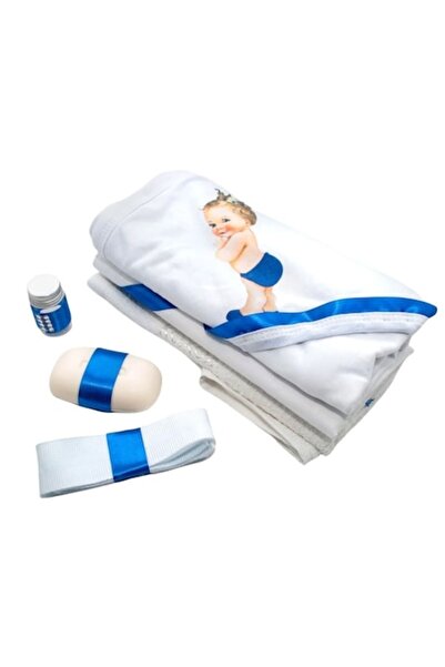 OEM Trusou Botez Baieti, 6 piese, 'Azi m-am Crestinat', Alb-Albastru