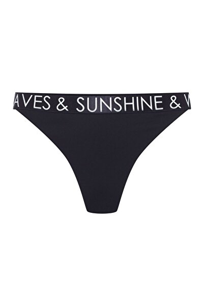 Bloovii Bikini Bottom High Leg Brazilian Brief Wide Band with Text 90s Style | Summervibes