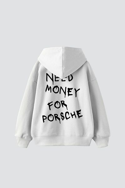 Sekizbiraltı Χρειάζεστε χρήματα για το Porsche Printed Oversize Unisex White Hoodie
