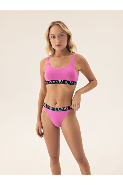 Bloovii Bikini Top Swim Bralette Smooth Removable Pads Wide Undrerband with Text | Summervibes