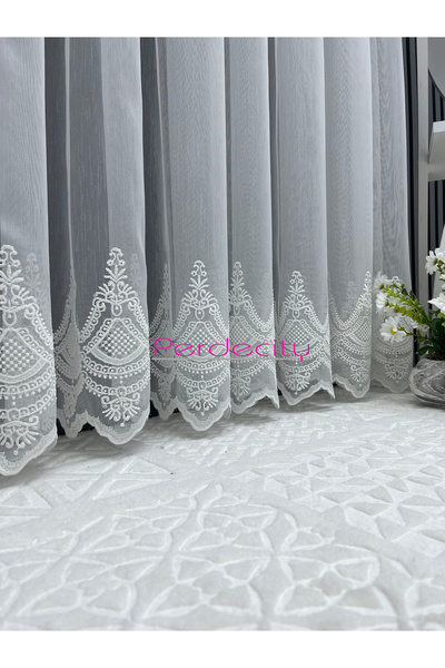 PERDECITY Bamboo Ttm Floor Skirt Embroidered Tulle Curtain Ironing Not Asking Not Wrinkle Suitable for Any Room