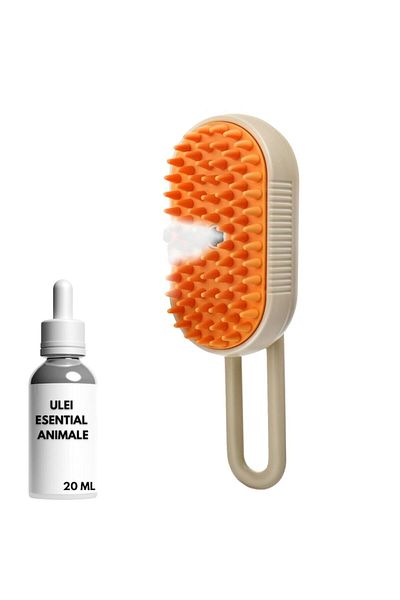 SMART GADGETS C&A Pet Hair Brush with Essential Oil, Steam Spray & Built-in Dispenser, 3-in-1, USB Rechargeable