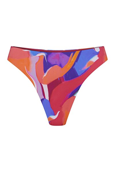 Bloovii Bikini Bottom High Leg Brazilian Brief with Abstract Colorful Pattern | Jamaica