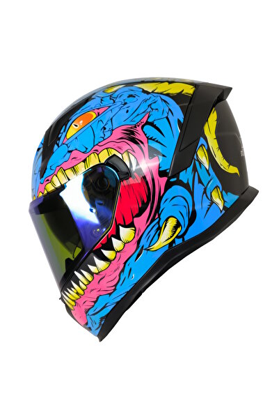 MTS M-910 Kraken Kapalı Motosiklet Kaskı (Renkli Vizör + Güneş Gözlüğü)