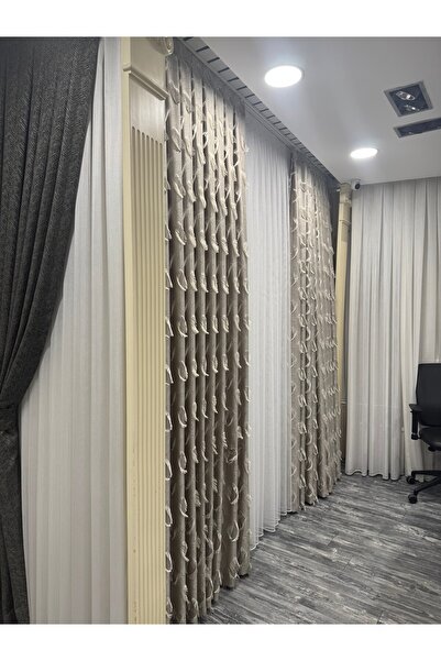 ECOBELLA HOME Grek/Örme Tül Perde 1/3 Sık Pileli