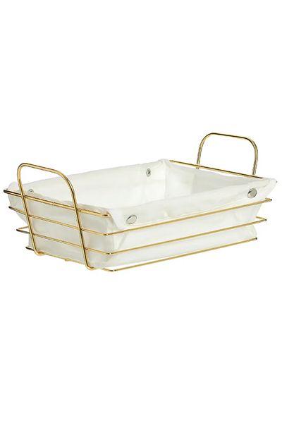 MOAWAVE Bread basket, metal, rectangular with removable textile cover, 26X19x8cm, Gold MOAWAVE™