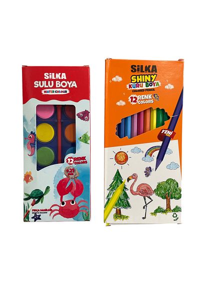 Silka 12-Piece Full Size Dry Paint & 12-Piece Watercolor (Set of 2)