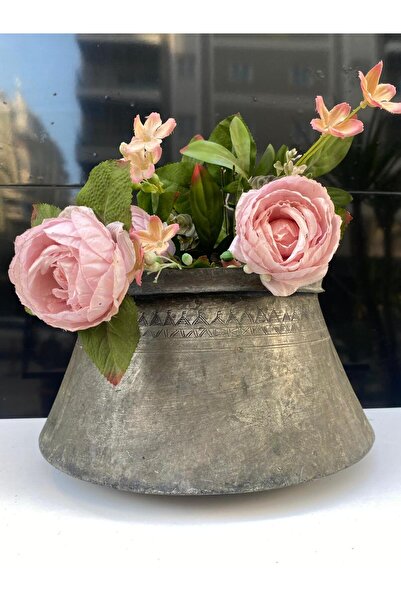 LüksAksesuar Eski Dönem Antika Kazan Bakır Kazan Saksı