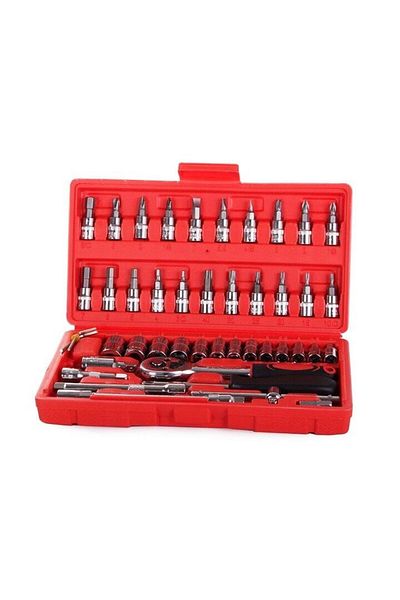 Dactylion Set de scule multifuncționale, 46 de piese, oțel crom-vanadiu, chei tubulare, șurubelnițe