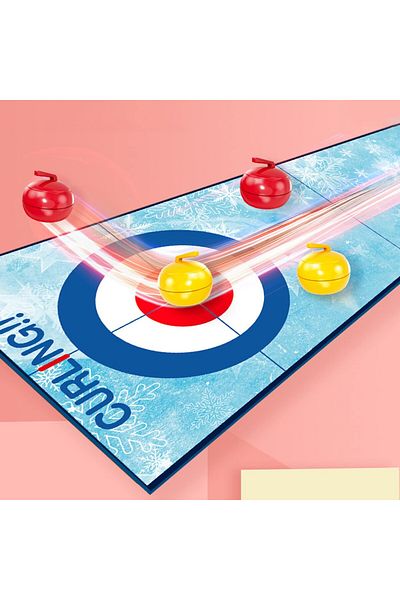 Flippy Interactive Game, Flippy, Curling Mat 90 x 20 cm, 1-4 Players, +5 Years, 6 Balls Included, Blue