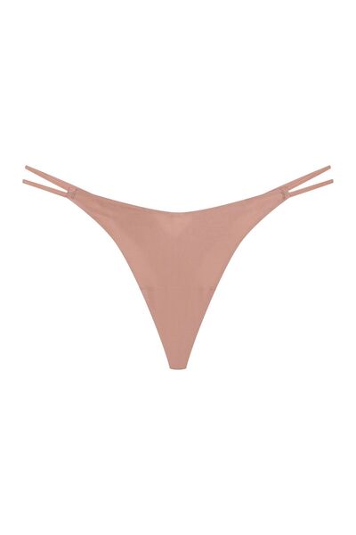 ESOTIQ Women's Thong Panties Comfy Bonded Hems & Decoraitve Strings Back Cut-Out | Bosco