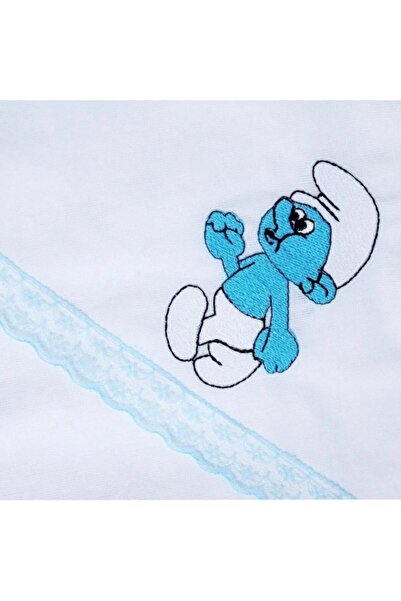 OEM Trusou Botez Baieti, 7 piese, Strumf, Brodat, Alb-Albastru