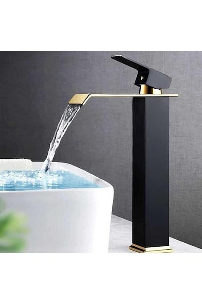 SMART GADGETS C&A Baterie lavoar înalt - Design modern, negru mat și auriu, 30 cm