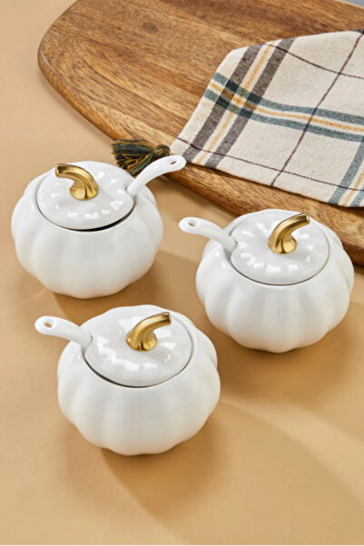 Minole 3 قطع من أوعية السكر/أوعية التوابل المصنوعة يدويًا من السيراميك الأبيض...