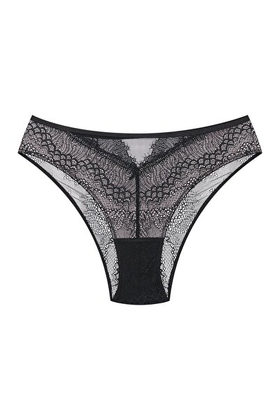 ESOTIQ Chiloți brazilieni pentru femei cu detalii din plasă și dantelă, decupați la spate | Bonjour