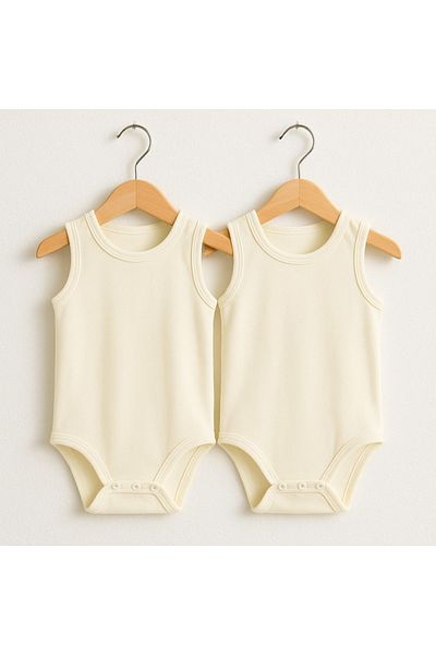 Uğur Home Ev Tekstili Cotton Baby Bodysuit (0-6 Months) - Newborn - Pack of 2 – Undershirt Model, Skin Friendly