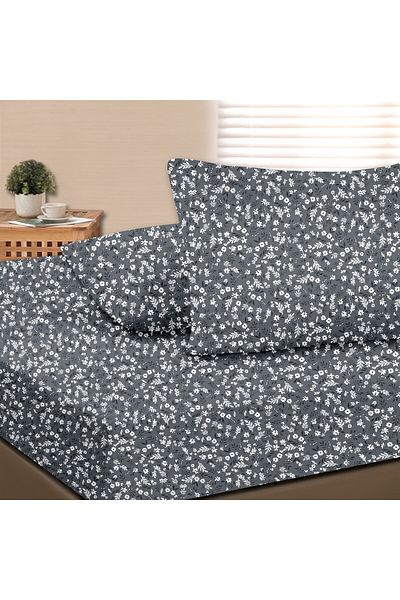 Evim Dalya 100% Cotton Double Fitted Sheet Set Navy Blue - 180X200+30 cm