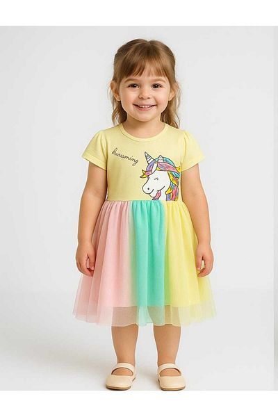 MİLAYS LİFE HOME COLLECTİON Girl's Unicorn Printed Tulle Skirt Birthday and Special Day Dress