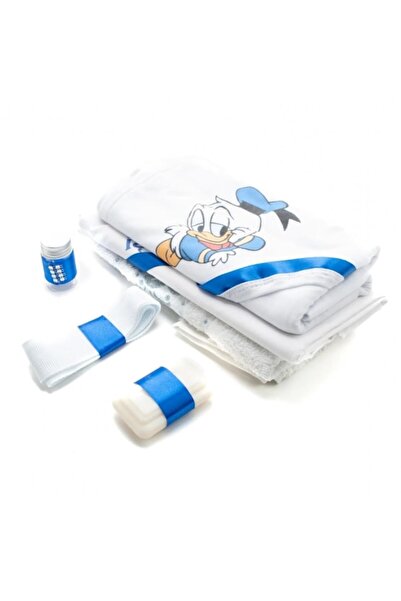 OEM Trusou Botez Baieti, 6 piese, "Cu drag de la Nasi", Donald, Alb-Albastru