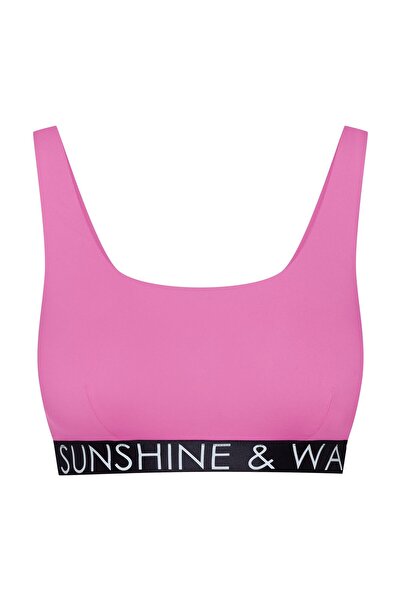 Bloovii Bikini Top Swim Bralette Smooth Removable Pads Wide Undrerband with Text | Summervibes