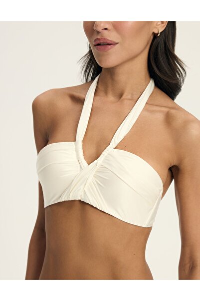 ESOTIQ Bandeau Bikini Top with Tie-Neck Halter Top Swim Bra Retro Style | Truffle