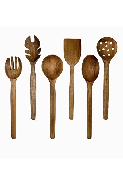 Home Luxury Walnut Wood 6 Piece Handmade Spoon Set, Wooden Spoon Set